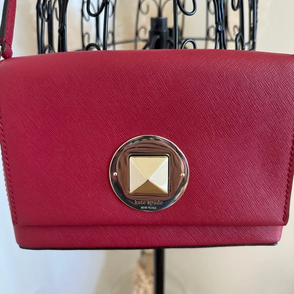 Kate Spade Red Leather Newberry Lane Crossbody Bag-Preppy/Glam
